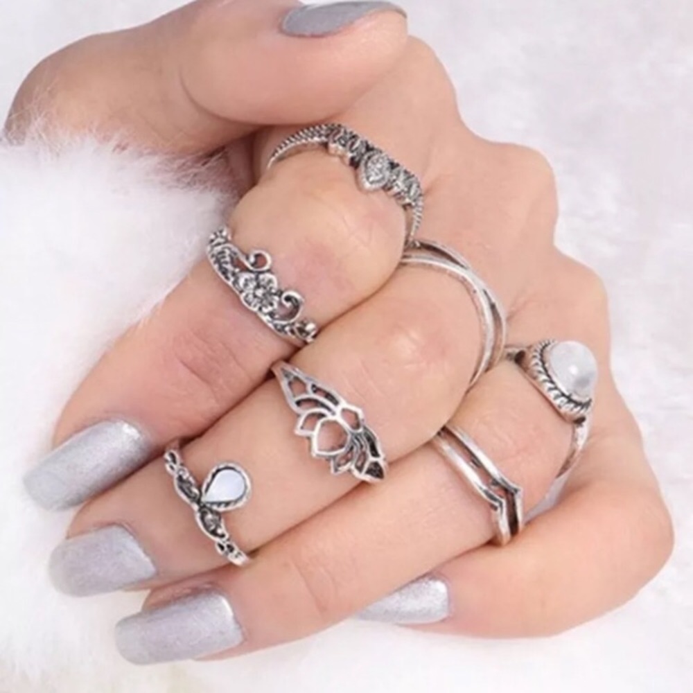 💍 NEW Boho Golden Rustic Rings Set - Picture 3 of 4